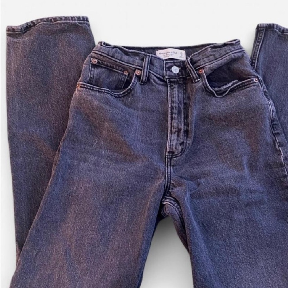 Abercrombie & Fitch black straight leg ultra high rise jeans